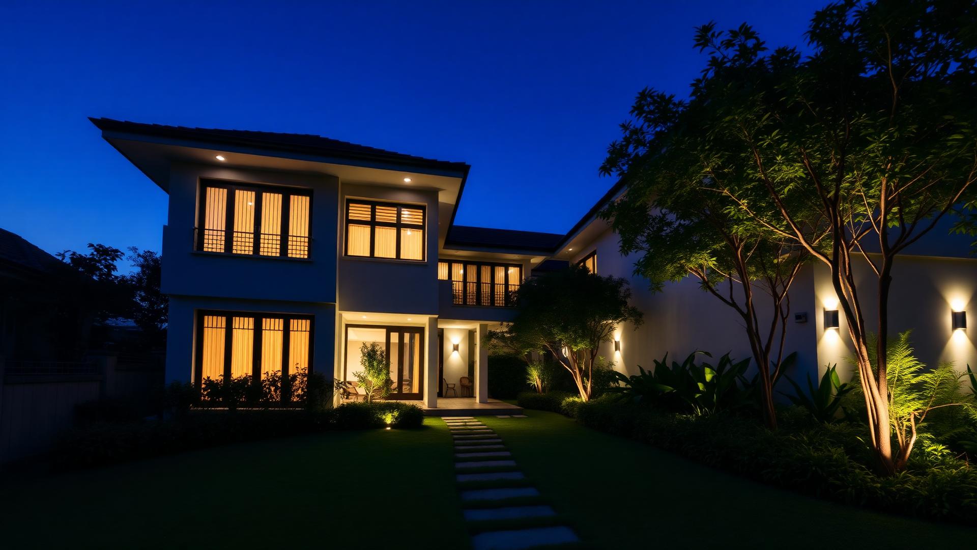 A modern Singapore landed property at dusk